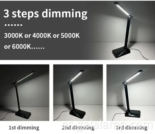 Foldable USB Charging, Desk Lamp with Dimmer Switch